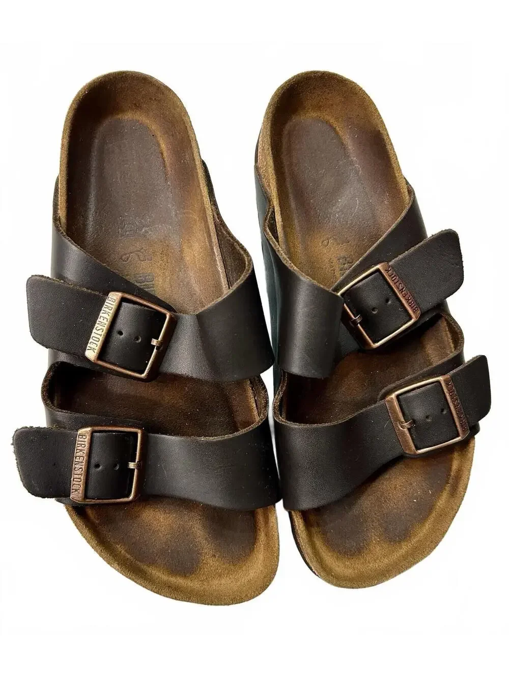 Birkenstock Arizona Men’s Brown Leather Slide Sandals 6.5 Adjustable Buckle boho